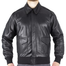Куртка льотна шкіряна американська Mil-Tec A2, Black