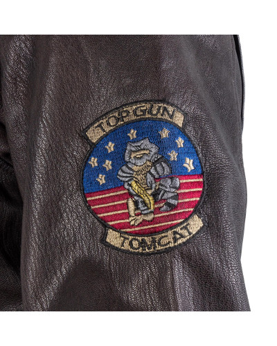 Куртка лётная кожанная Sturm Mil-Tec Flight Jacket Top Gun Leather with Fur Collar, Brown (10470009)