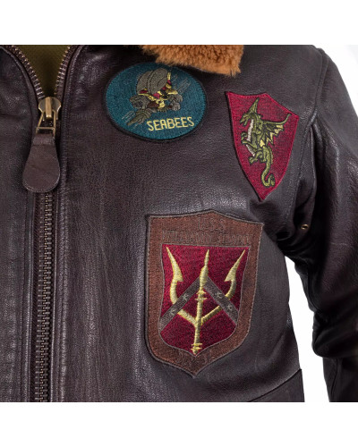 Куртка лётная кожанная Sturm Mil-Tec Flight Jacket Top Gun Leather with Fur Collar, Brown (10470009)