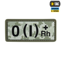M-Tac нашивка группа крови O(I) Rh(+) PVC 25х60 MM14