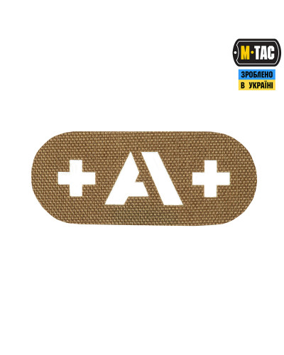 M-Tac нашивка группа крови +A+ сквозная Laser Cut Coyote (58228005)