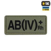 M-Tac нашивка группа крови AB(IV) Rh(+) PVC 25х60 Olive