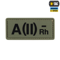 M-Tac нашивка группа крови A(II) Rh(-) PVC 25х60 Olive
