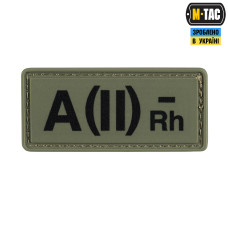 M-Tac нашивка група крові A(II) Rh(-) PVC 25х60 Olive