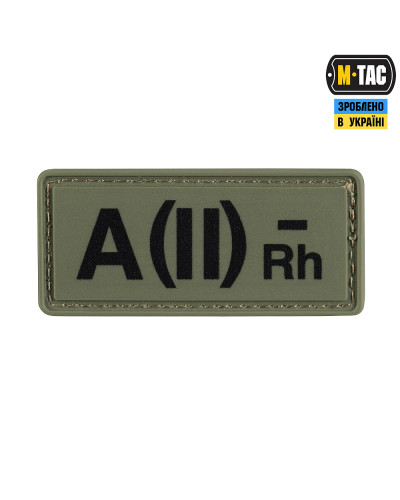 M-Tac нашивка группа крови A(II) Rh(-) PVC 25х60 Olive (51261001)