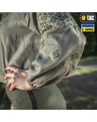 M-Tac вышиванка женская 100% лён олива (80040001)