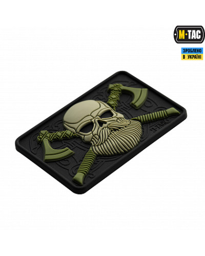 M-Tac нашивка Bearded Skull 3D PVC Black/Olive (51113201)