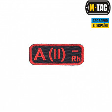 M-Tac нашивка група крові A(II) Rh-чорно-червона