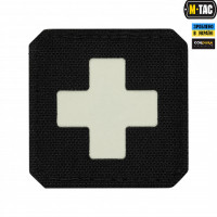 M-Tac нашивка Medic Cross Laser Cut Black/світлонакопичувач