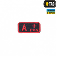 M-Tac нашивка группа крови A+ Pos черно-красная
