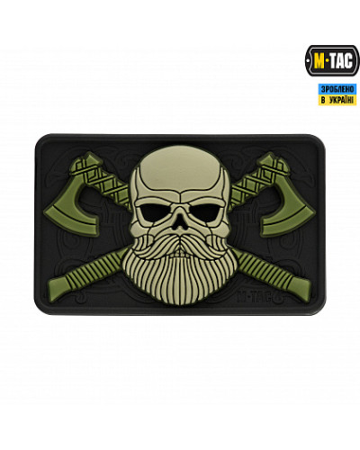M-Tac нашивка Bearded Skull 3D PVC Black/Olive (51113201)