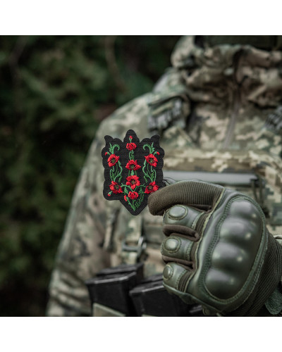 M-Tac нашивка Тризуб Красный мак (вышивка) Black (51405002)